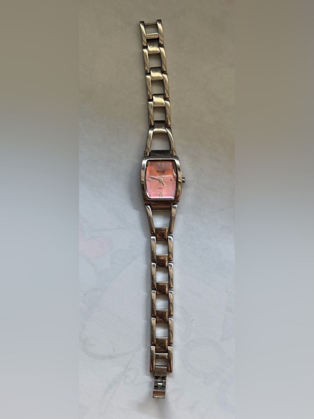 Relic Folio Women’s Watch ZR33458, Pink Dial Silver Bracelet